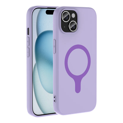 iPhone 15 Kılıf M-Safe Şarj Özellikli MNC Aris Silikon Kapak - Lila