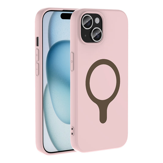 iPhone 15 Kılıf M-Safe Şarj Özellikli MNC Aris Silikon Kapak - Açık Pembe