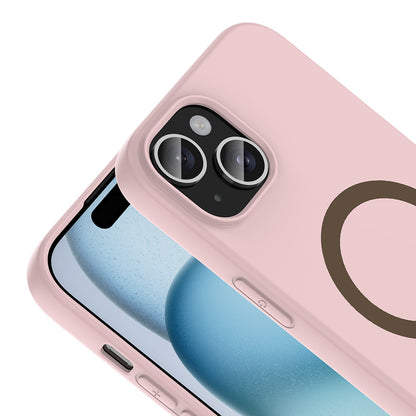 iPhone 15 Kılıf M-Safe Şarj Özellikli MNC Aris Silikon Kapak - Açık Pembe