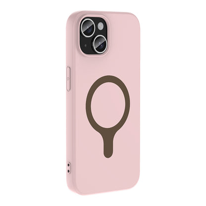 iPhone 15 Kılıf M-Safe Şarj Özellikli MNC Aris Silikon Kapak - Açık Pembe
