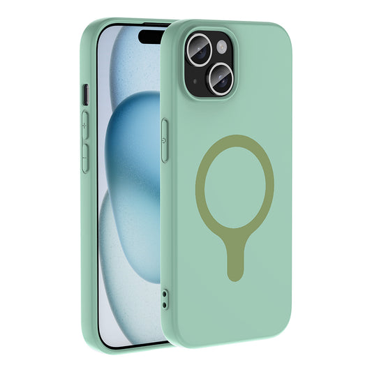 iPhone 15 Kılıf M-Safe Şarj Özellikli MNC Aris Silikon Kapak - Turkuaz