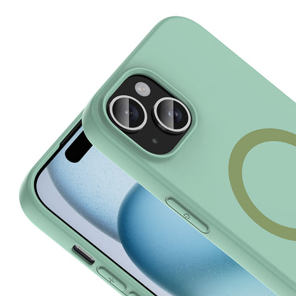 iPhone 15 Kılıf M-Safe Şarj Özellikli MNC Aris Silikon Kapak - Turkuaz