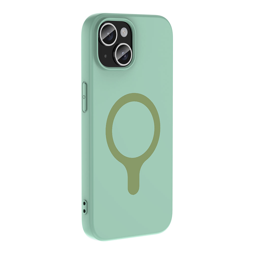 iPhone 15 Kılıf M-Safe Şarj Özellikli MNC Aris Silikon Kapak - Turkuaz