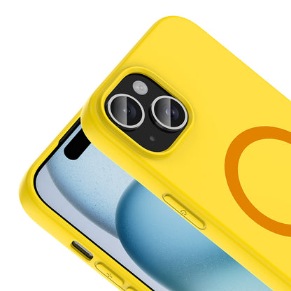 iPhone 15 Kılıf M-Safe Şarj Özellikli MNC Aris Silikon Kapak - Sarı
