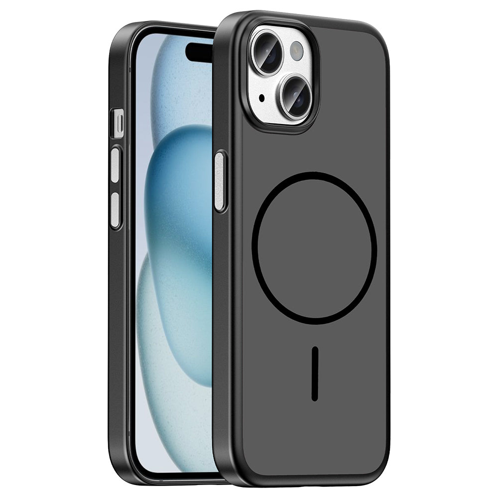 iPhone 15 Kılıf M-Safe Şarj Özellikli MNC Lora PC Kapak - Lacivert