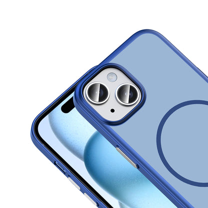 iPhone 15 Kılıf M-Safe Şarj Özellikli MNC Lora PC Kapak - Lacivert