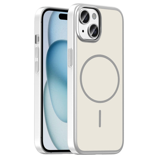 iPhone 15 Kılıf M-Safe Şarj Özellikli MNC Lora PC Kapak - Gümüş