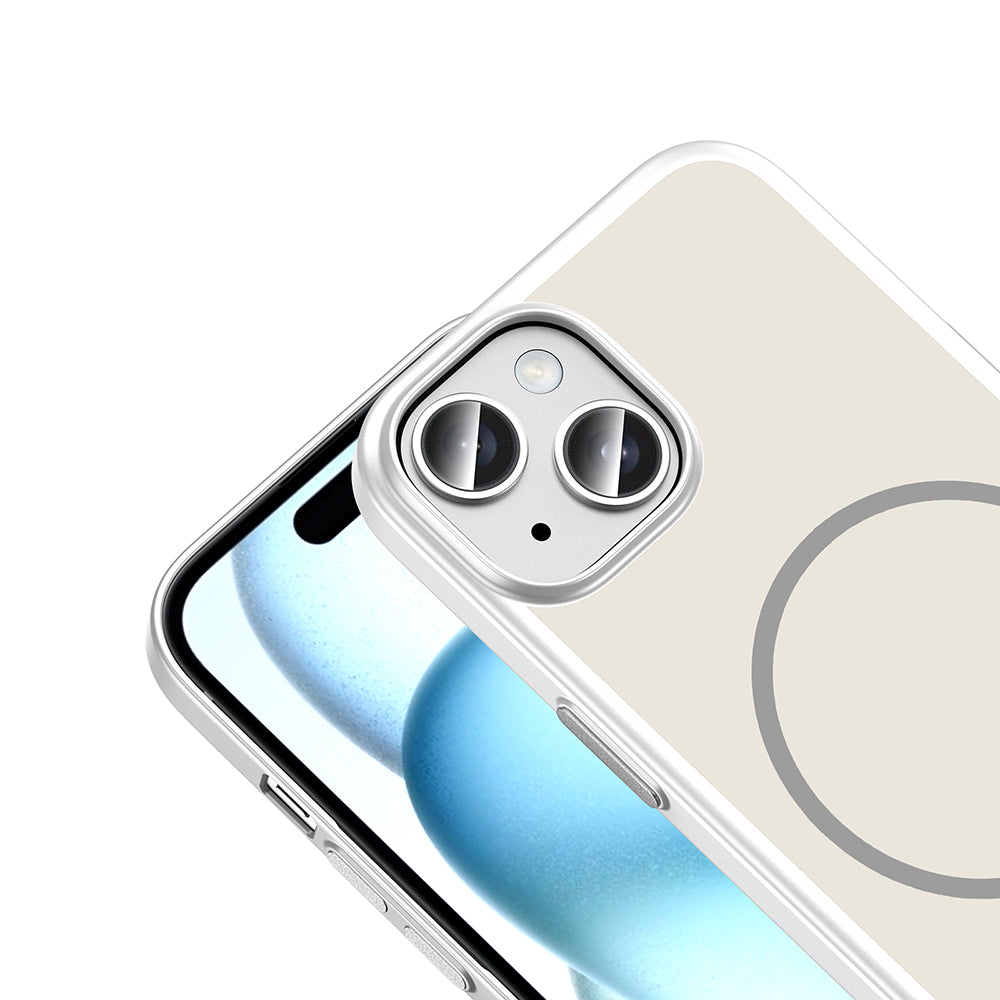 iPhone 15 Kılıf M-Safe Şarj Özellikli MNC Lora PC Kapak - Gümüş