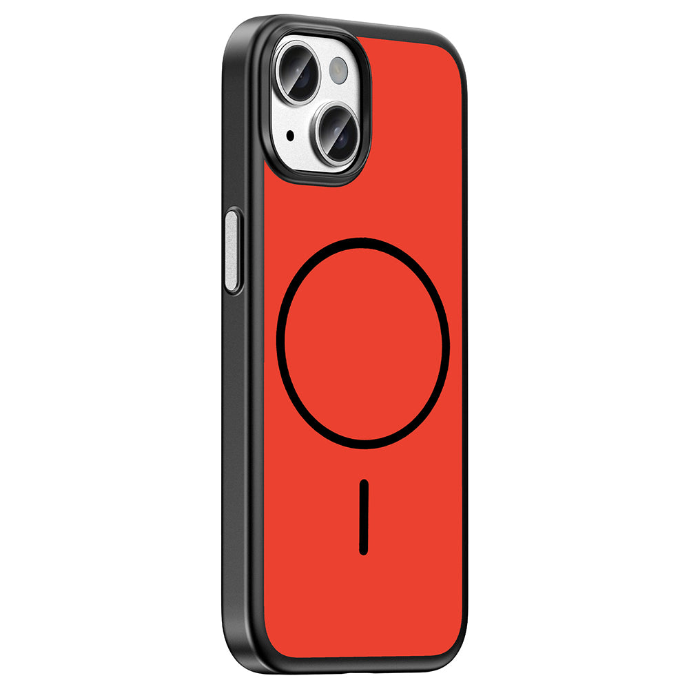 iPhone 15 Kılıf M-Safe Şarj Özellikli MNC Lora PC Kapak - Kırmızı-Gri