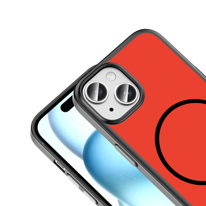 iPhone 15 Kılıf M-Safe Şarj Özellikli MNC Lora PC Kapak - Kırmızı-Gri