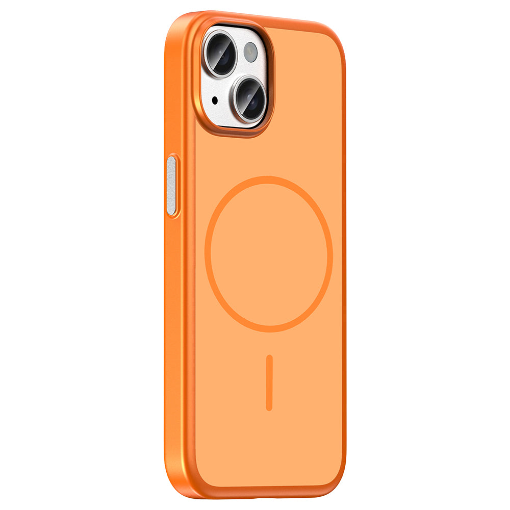iPhone 15 Kılıf M-Safe Şarj Özellikli MNC Lora PC Kapak - Turuncu