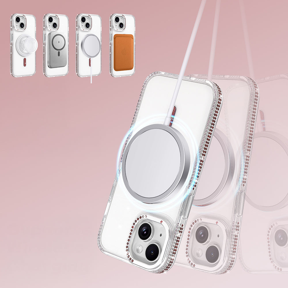 iPhone 15 Kılıf M-safe Şarj Özellikli MNC Tera Silikon Kapak - Mürdüm