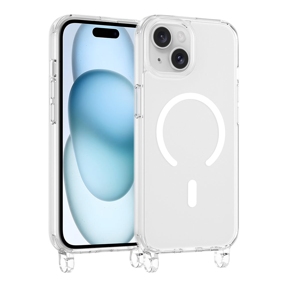 iPhone 15 Kılıf M-safe Şarj Özellikli MNC X-Rop Kapak - Şeffaf
