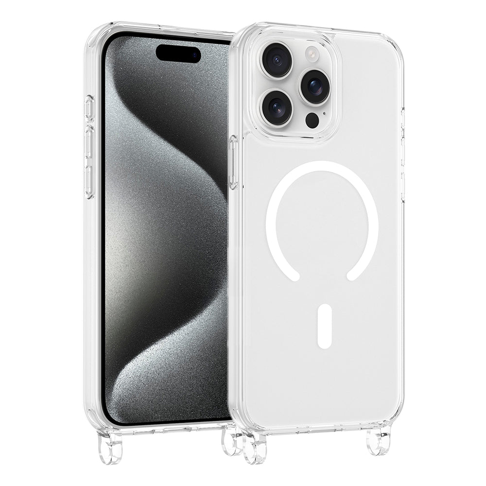 iPhone 15 Pro Max Kılıf M-safe Şarj Özellikli MNC X-Rop Kapak - Şeffaf