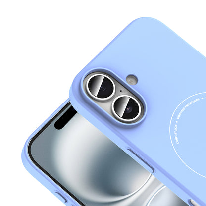 iPhone 16 Kılıf M-Safe Şarj Özellikli Kamera Korumalı MNC Elio Sert PC Kapak - Açık Mavi