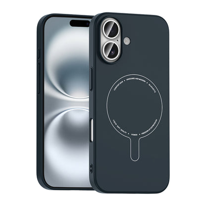 iPhone 16 Kılıf M-Safe Şarj Özellikli Kamera Korumalı MNC Elio Sert PC Kapak - Lacivert