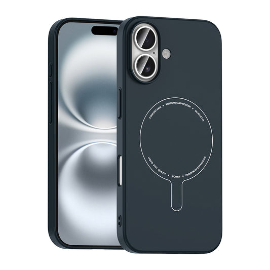 iPhone 16 Kılıf M-Safe Şarj Özellikli Kamera Korumalı MNC Elio Sert PC Kapak - Lacivert