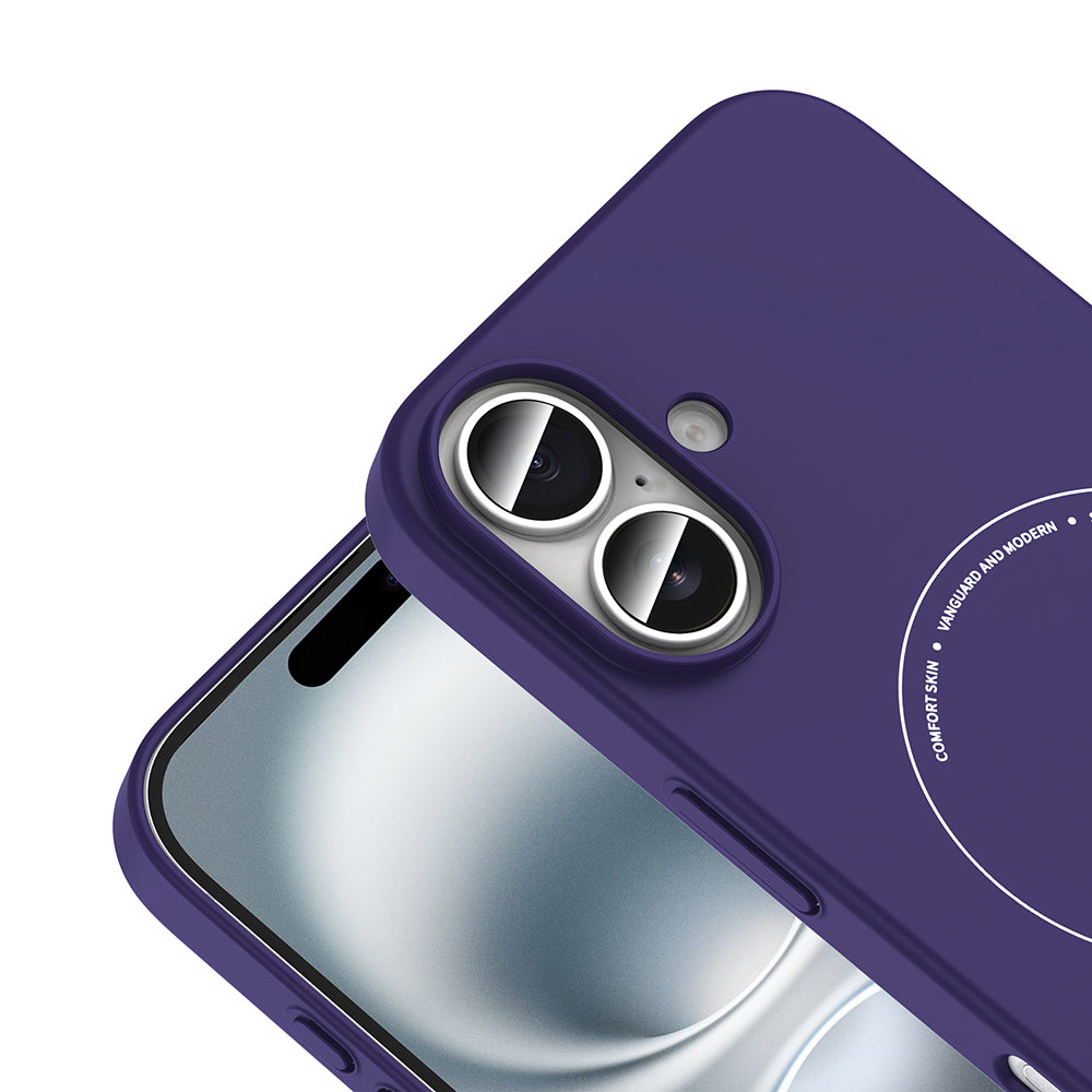 iPhone 16 Kılıf M-Safe Şarj Özellikli Kamera Korumalı MNC Elio Sert PC Kapak - Derin Mor