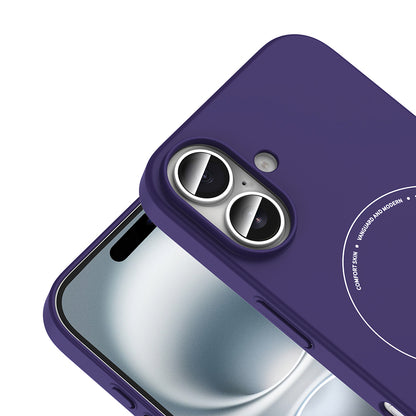iPhone 16 Kılıf M-Safe Şarj Özellikli Kamera Korumalı MNC Elio Sert PC Kapak - Derin Mor