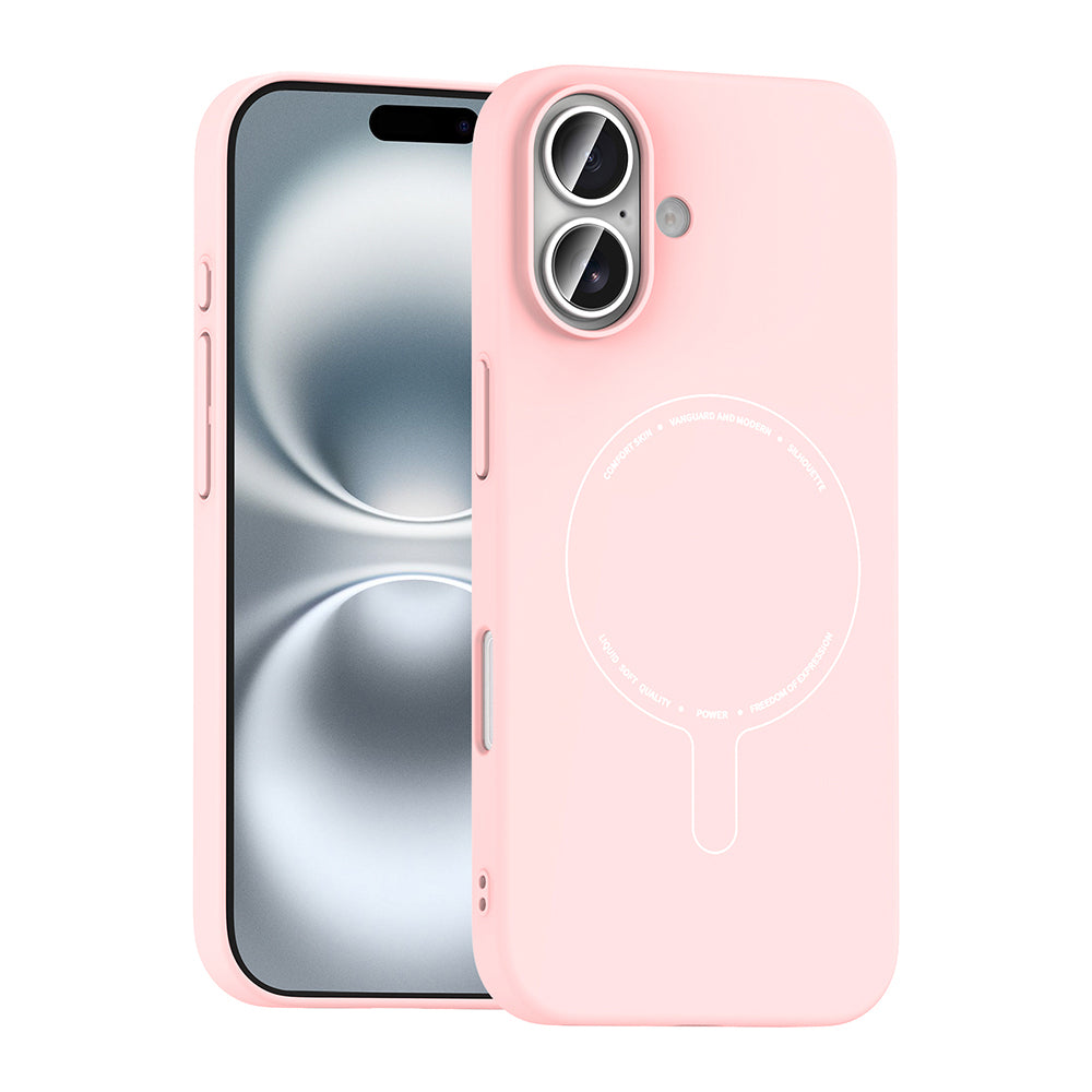iPhone 16 Kılıf M-Safe Şarj Özellikli Kamera Korumalı MNC Elio Sert PC Kapak - Açık Pembe