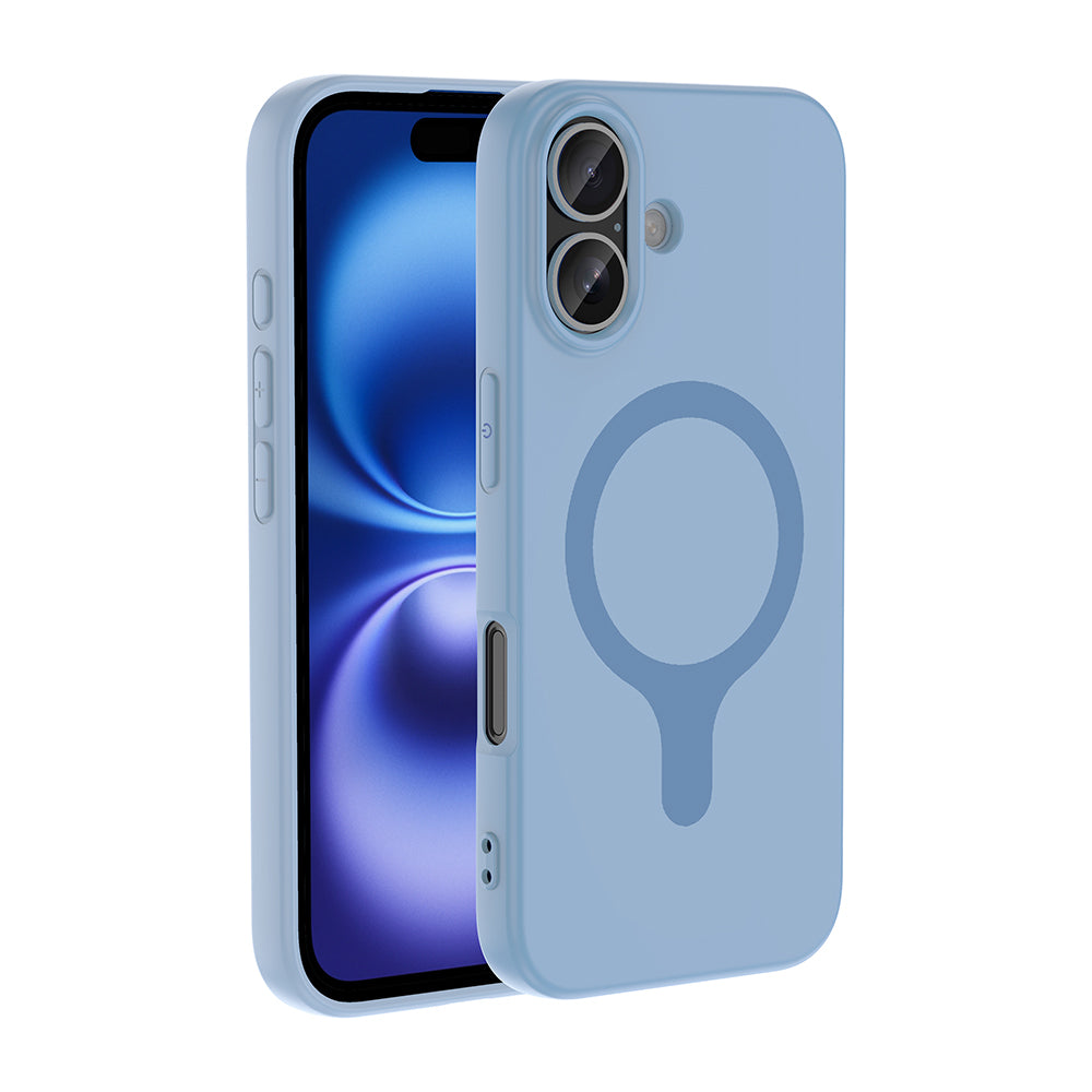 iPhone 16 Kılıf M-Safe Şarj Özellikli MNC Aris Silikon Kapak - Baby Blue
