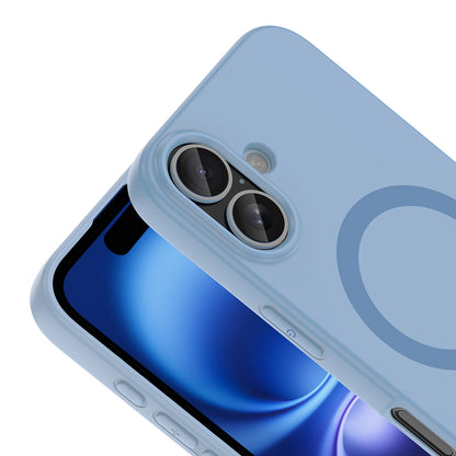 iPhone 16 Kılıf M-Safe Şarj Özellikli MNC Aris Silikon Kapak - Baby Blue