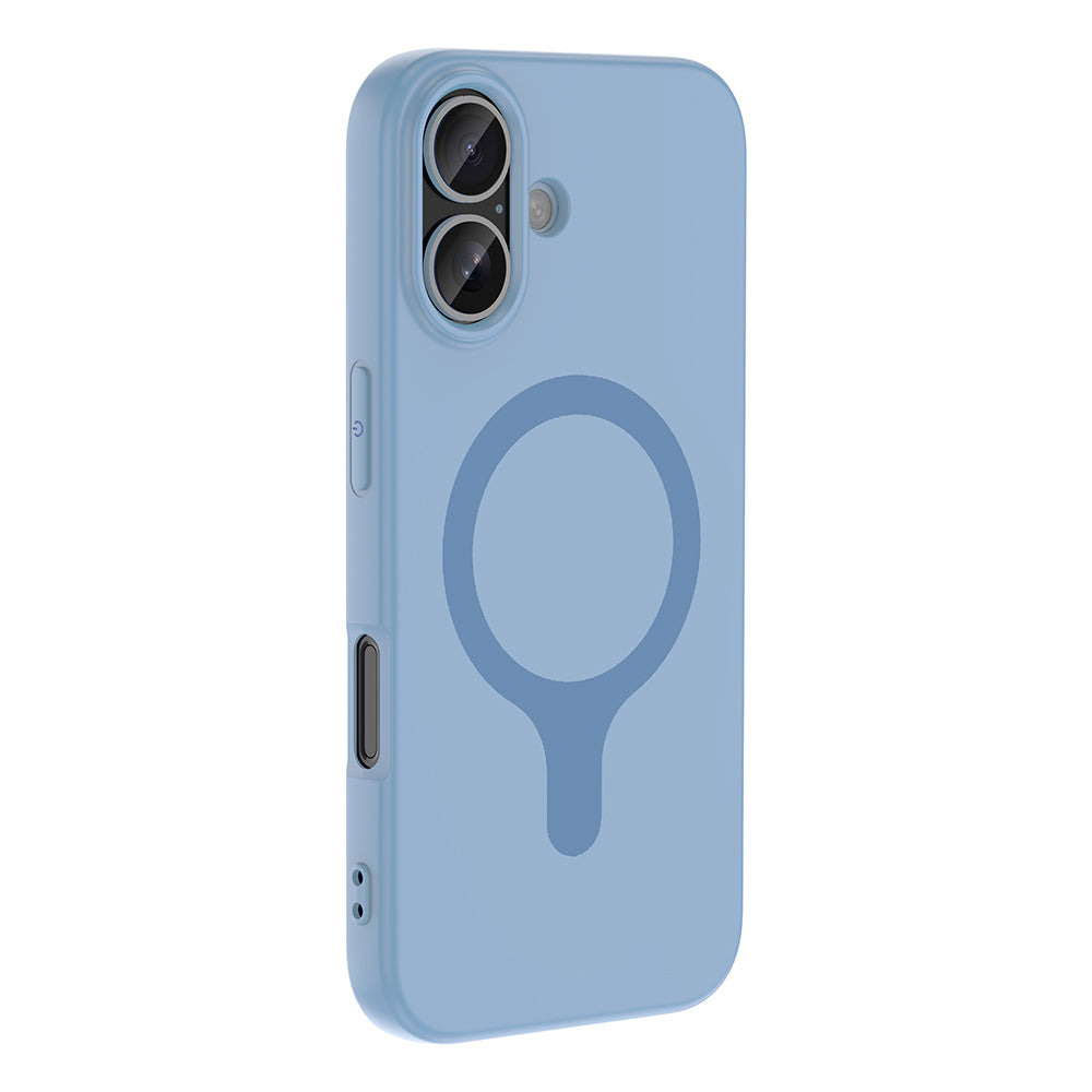 iPhone 16 Kılıf M-Safe Şarj Özellikli MNC Aris Silikon Kapak - Baby Blue
