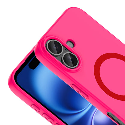 iPhone 16 Kılıf M-Safe Şarj Özellikli MNC Aris Silikon Kapak - Koyu Pembe