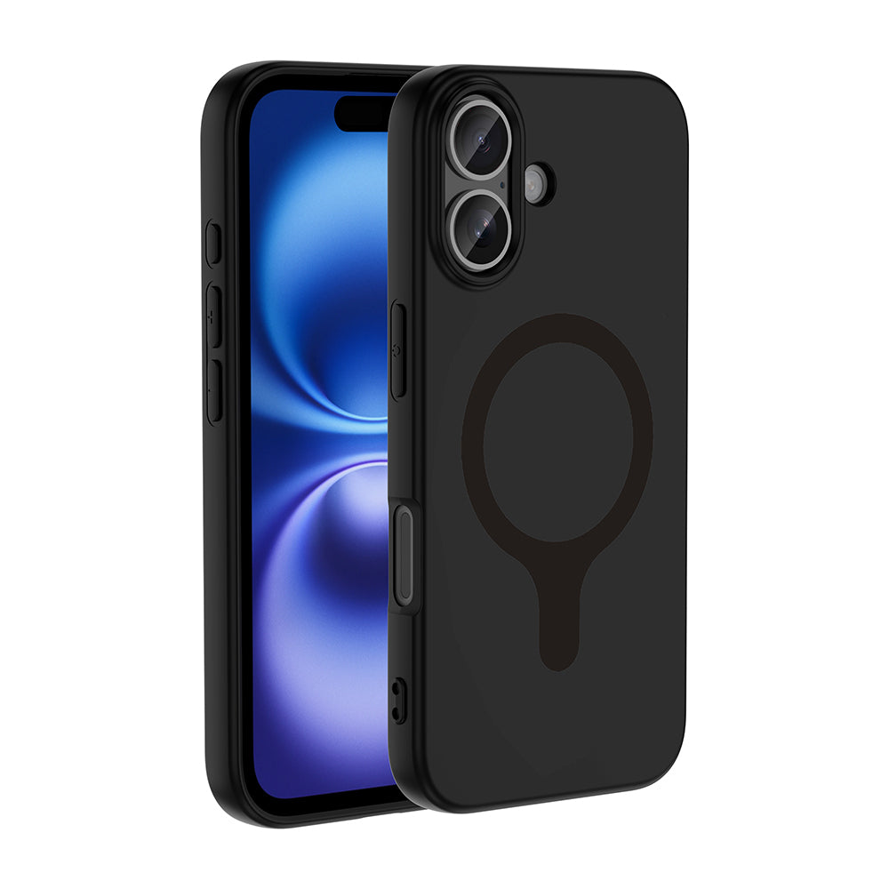 iPhone 16 Kılıf M-Safe Şarj Özellikli MNC Aris Silikon Kapak - Siyah