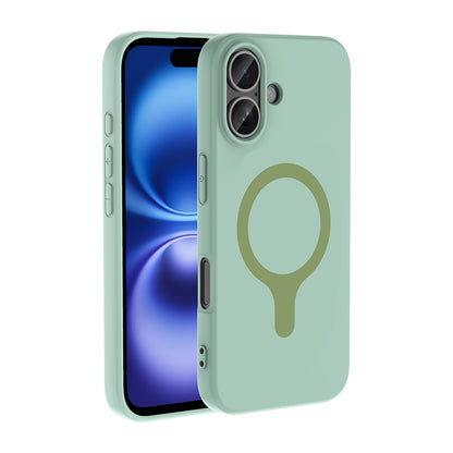 iPhone 16 Kılıf M-Safe Şarj Özellikli MNC Aris Silikon Kapak - Turkuaz