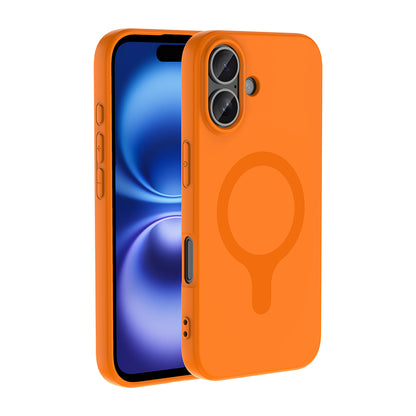 iPhone 16 Kılıf M-Safe Şarj Özellikli MNC Aris Silikon Kapak - Turuncu