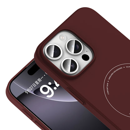 iPhone 16 Pro Kılıf M-Safe Şarj Özellikli Kamera Korumalı MNC Elio Sert PC Kapak - Bordo