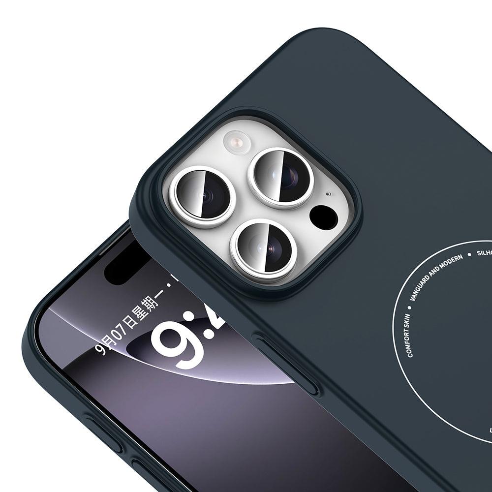 iPhone 16 Pro Kılıf M-Safe Şarj Özellikli Kamera Korumalı MNC Elio Sert PC Kapak - Lacivert