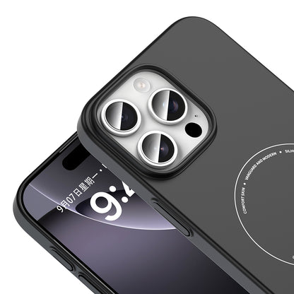 iPhone 16 Pro Kılıf M-Safe Şarj Özellikli Kamera Korumalı MNC Elio Sert PC Kapak - Bordo