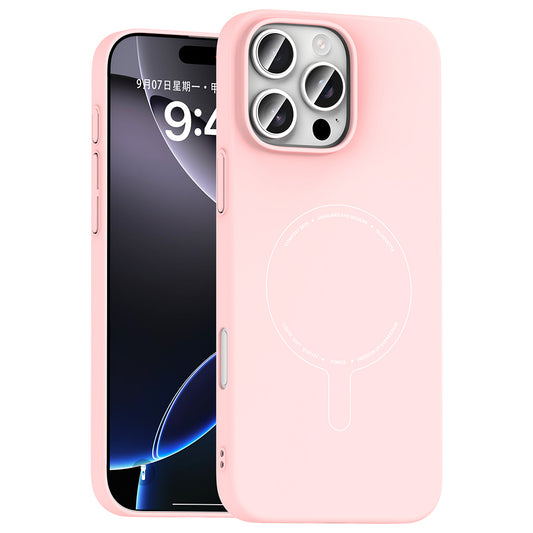 iPhone 16 Pro Kılıf M-Safe Şarj Özellikli Kamera Korumalı MNC Elio Sert PC Kapak - Açık Pembe