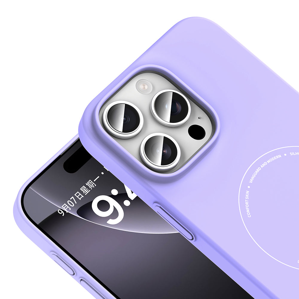 iPhone 16 Pro Kılıf M-Safe Şarj Özellikli Kamera Korumalı MNC Elio Sert PC Kapak - Lila