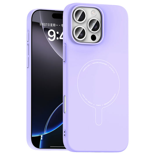iPhone 16 Pro Kılıf M-Safe Şarj Özellikli Kamera Korumalı MNC Elio Sert PC Kapak - Lila