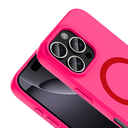 iPhone 16 Pro Kılıf M-Safe Şarj Özellikli MNC Aris Silikon Kapak - Koyu Pembe