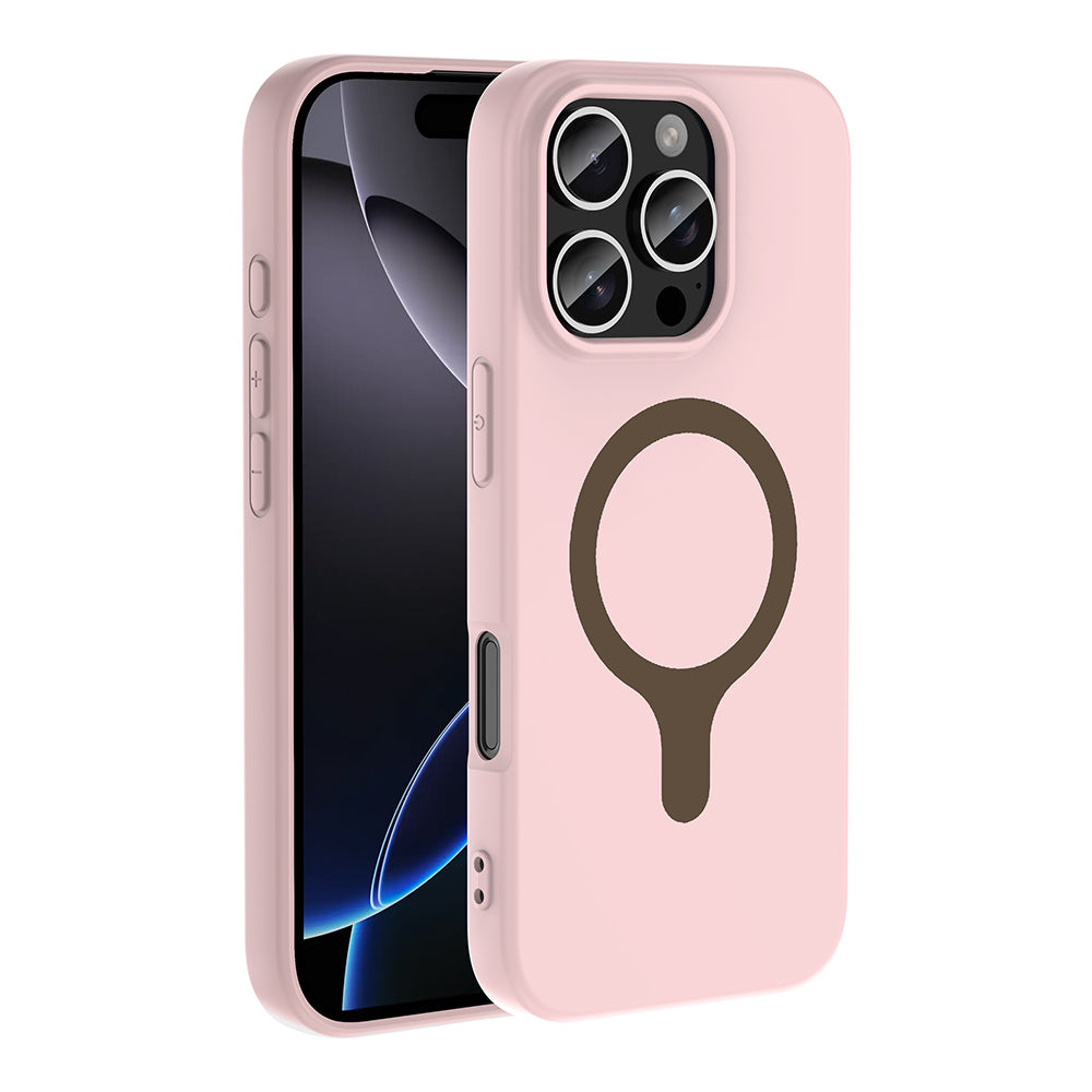iPhone 16 Pro Kılıf M-Safe Şarj Özellikli MNC Aris Silikon Kapak - Açık Pembe