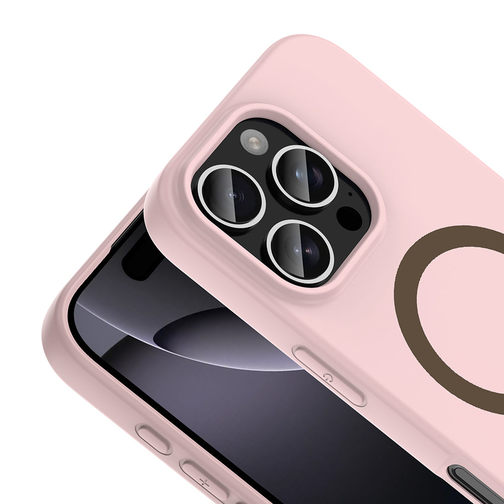 iPhone 16 Pro Kılıf M-Safe Şarj Özellikli MNC Aris Silikon Kapak - Açık Pembe