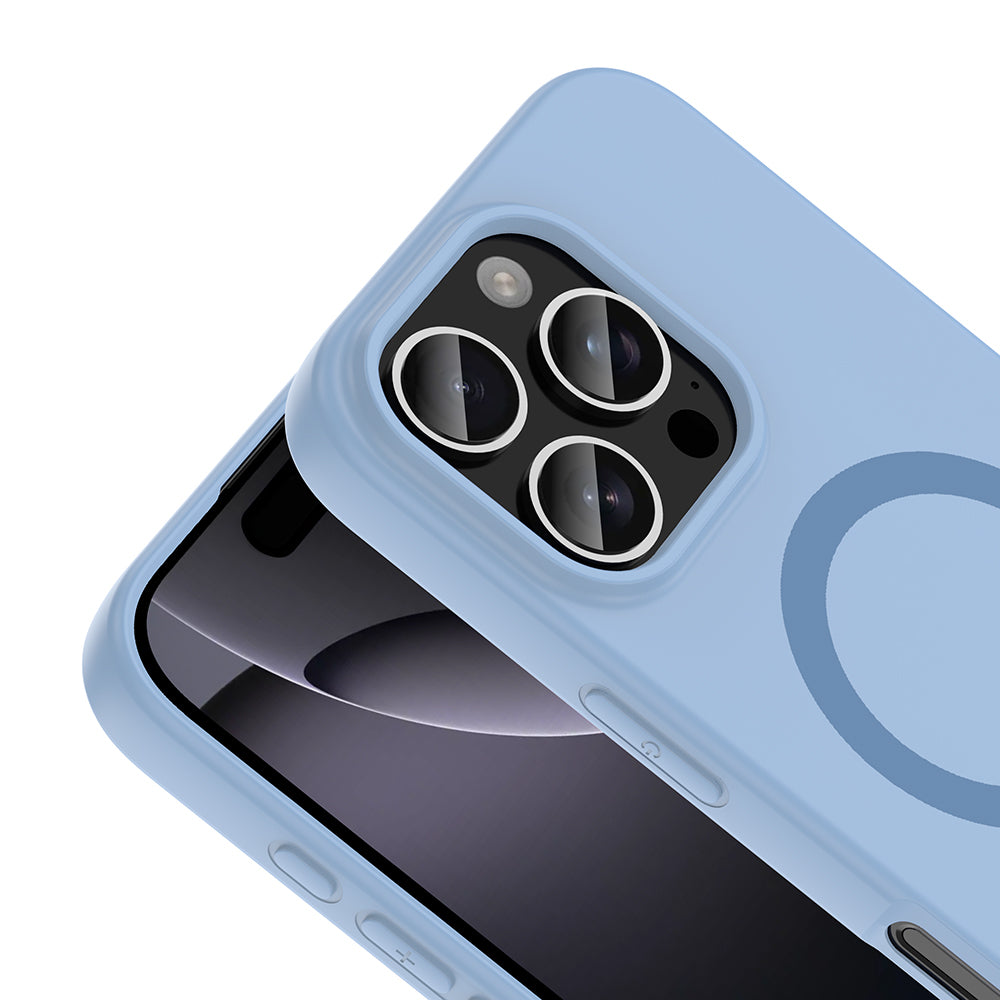 iPhone 16 Pro Kılıf M-Safe Şarj Özellikli MNC Aris Silikon Kapak - Baby Blue