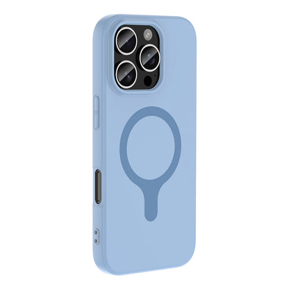 iPhone 16 Pro Kılıf M-Safe Şarj Özellikli MNC Aris Silikon Kapak - Baby Blue