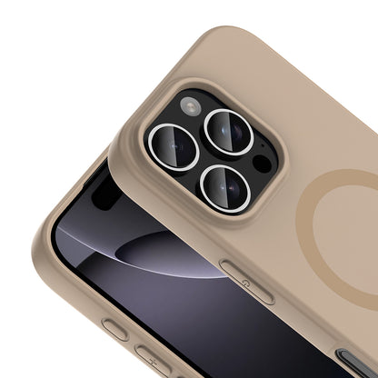 iPhone 16 Pro Kılıf M-Safe Şarj Özellikli MNC Aris Silikon Kapak - Krem