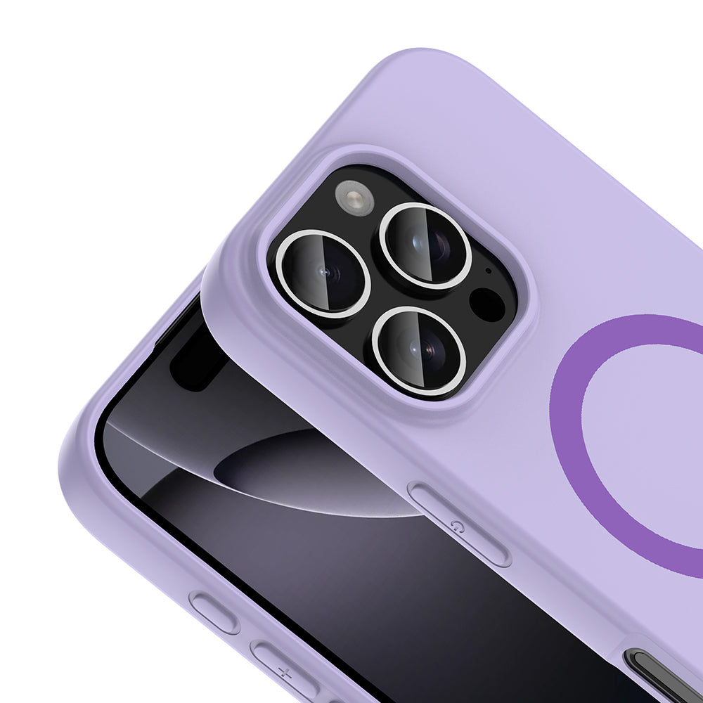 iPhone 16 Pro Kılıf M-Safe Şarj Özellikli MNC Aris Silikon Kapak - Lila