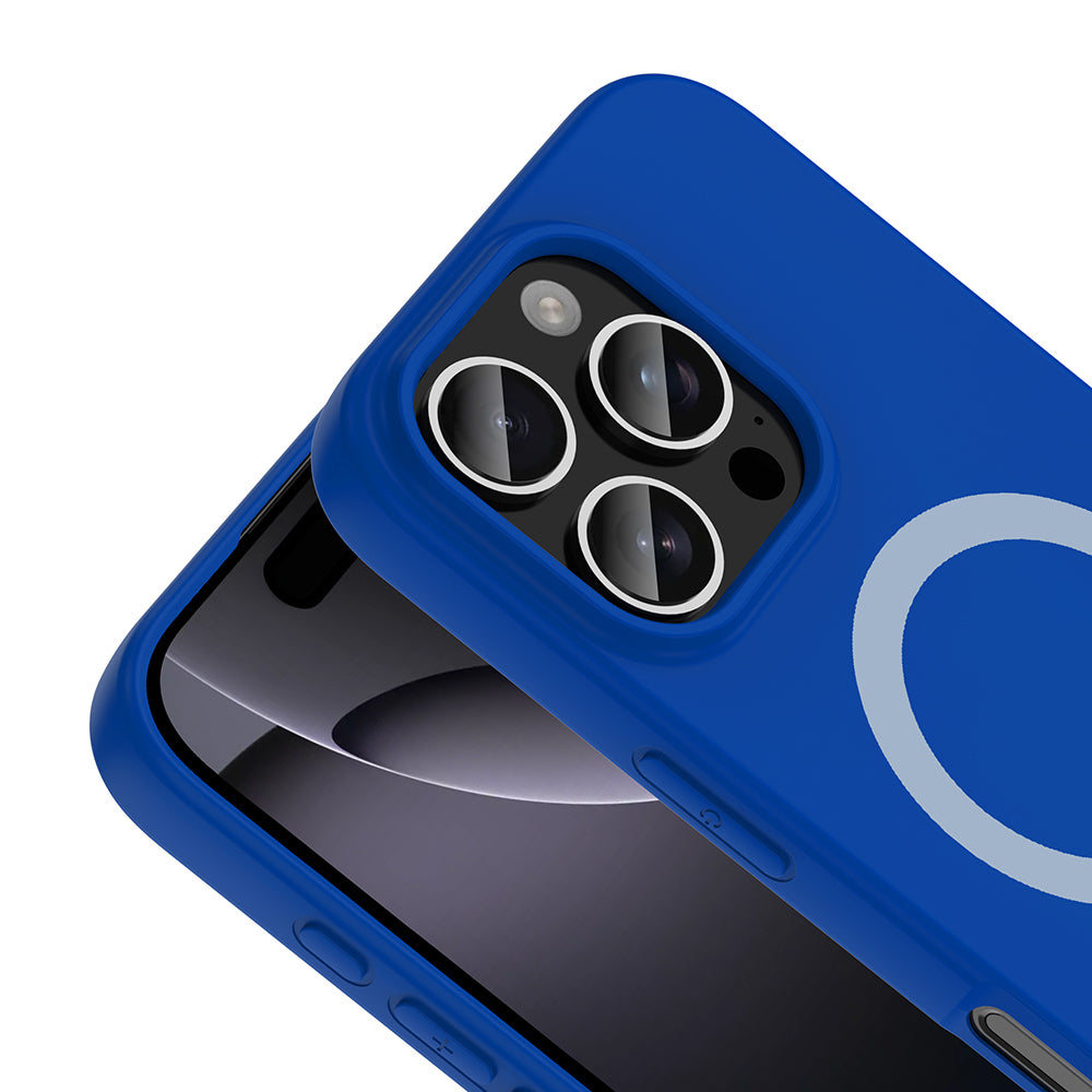 iPhone 16 Pro Kılıf M-Safe Şarj Özellikli MNC Aris Silikon Kapak - Saks Mavi