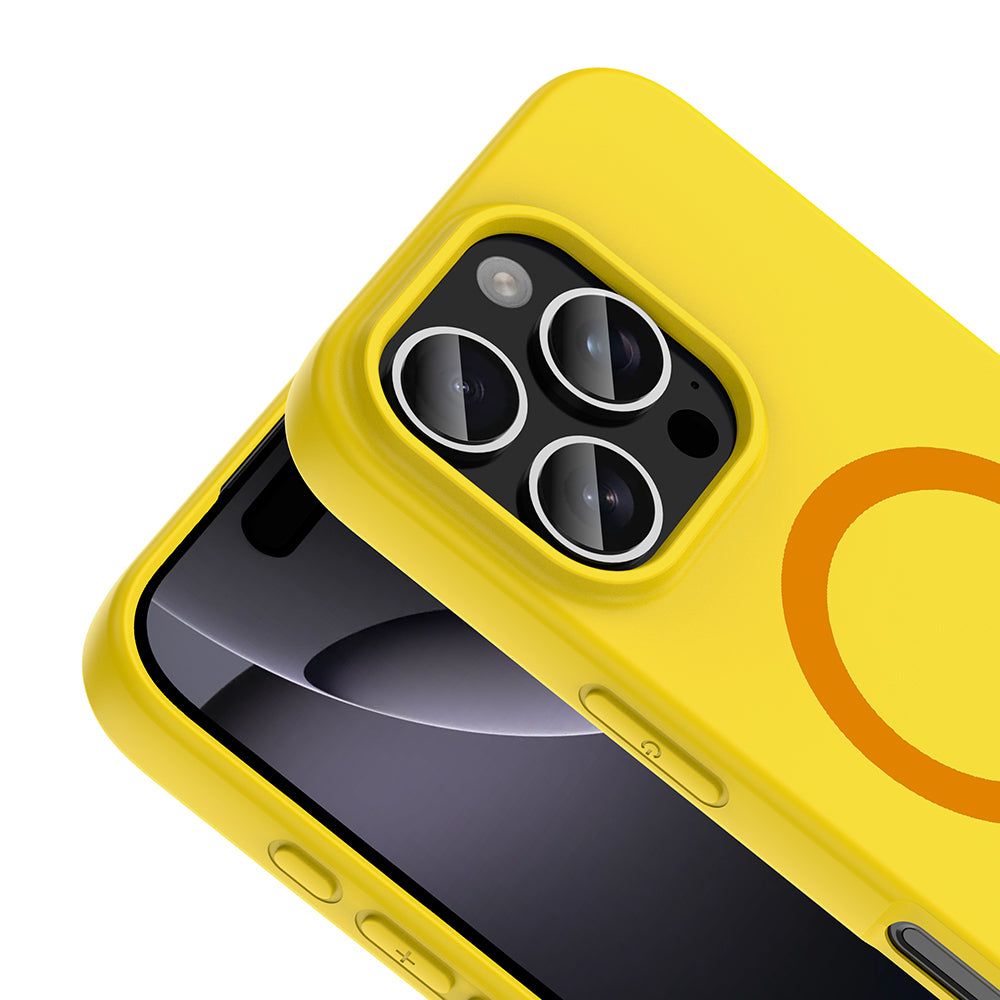 iPhone 16 Pro Kılıf M-Safe Şarj Özellikli MNC Aris Silikon Kapak - Sarı