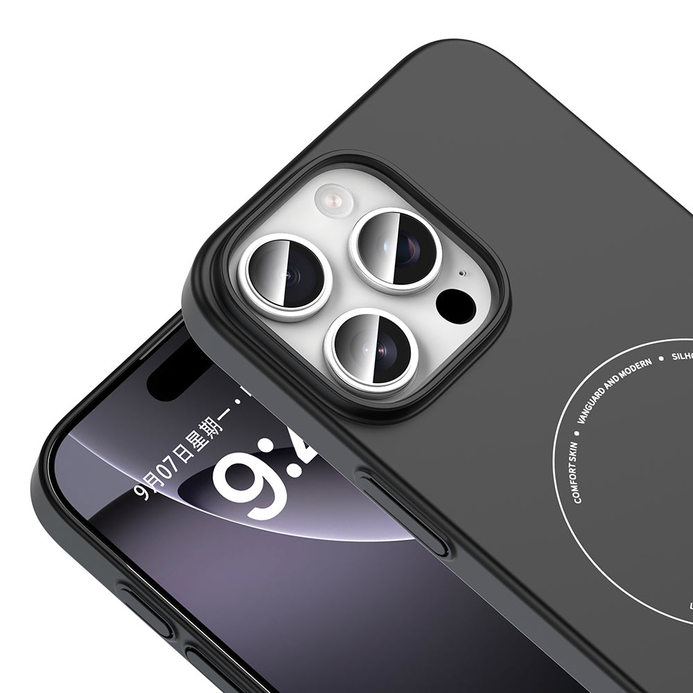 iPhone 16 Pro Max Kılıf M-Safe Şarj Özellikli Kamera Korumalı MNC Elio Sert PC Kapak - Açık Mavi