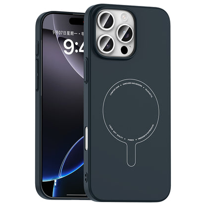 iPhone 16 Pro Max Kılıf M-Safe Şarj Özellikli Kamera Korumalı MNC Elio Sert PC Kapak - Lacivert