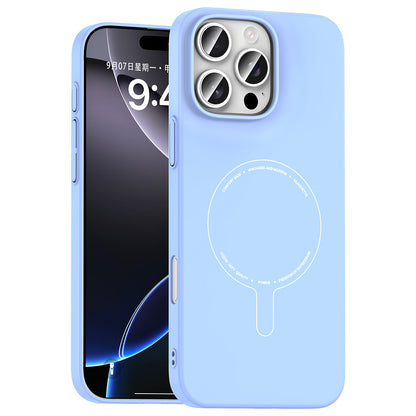 iPhone 16 Pro Max Kılıf M-Safe Şarj Özellikli Kamera Korumalı MNC Elio Sert PC Kapak - Açık Mavi