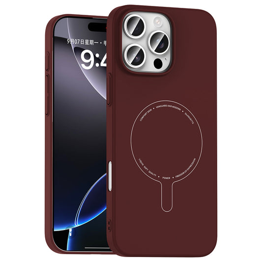 iPhone 16 Pro Max Kılıf M-Safe Şarj Özellikli Kamera Korumalı MNC Elio Sert PC Kapak - Bordo